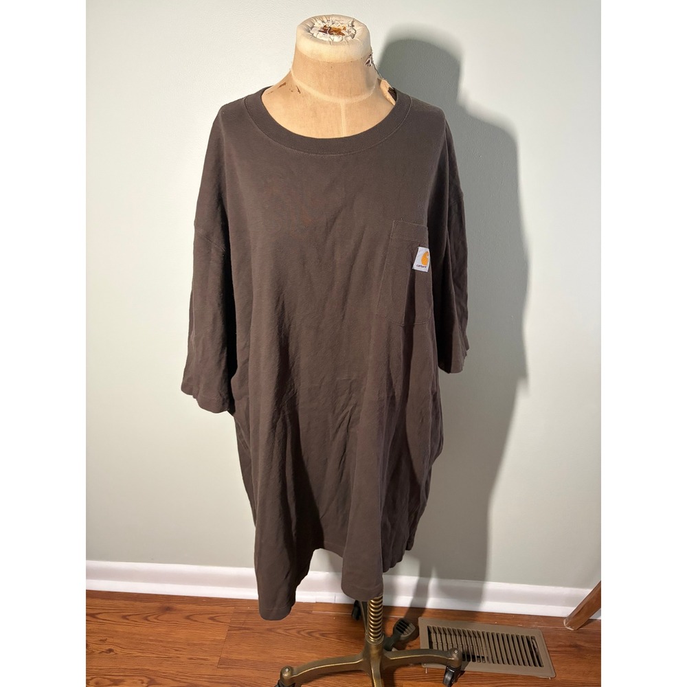 Carhartt Mens 3XL Original Fit Short Sleeve Pocket T-Shirt Brown Workwear